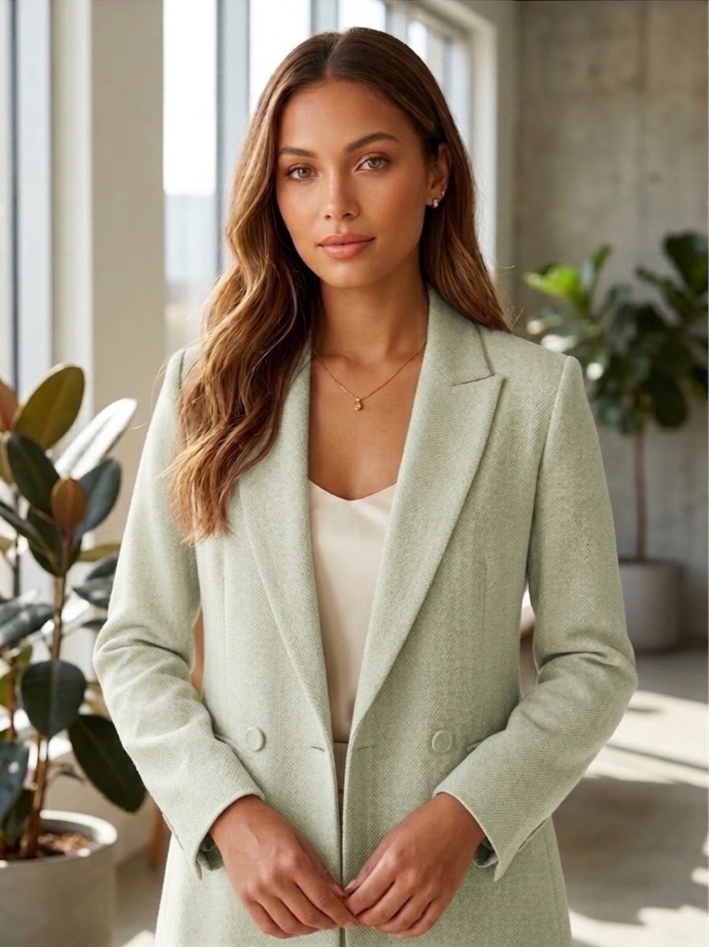 House of Harlow 1960 x Revolve Double-Breasted Sage Green Textured Blazer Sz XS